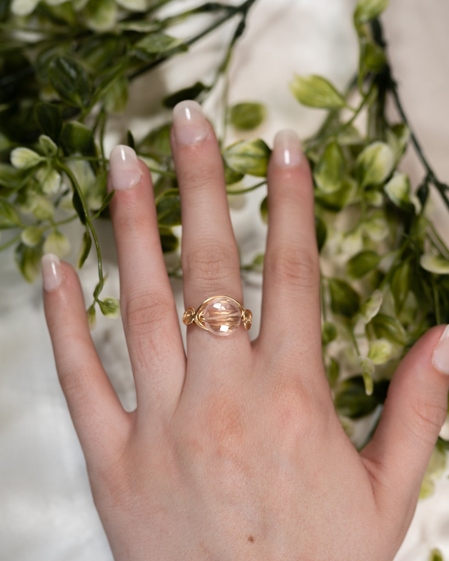 Wire Wrapped Rose Quartz Ring Size 6.5