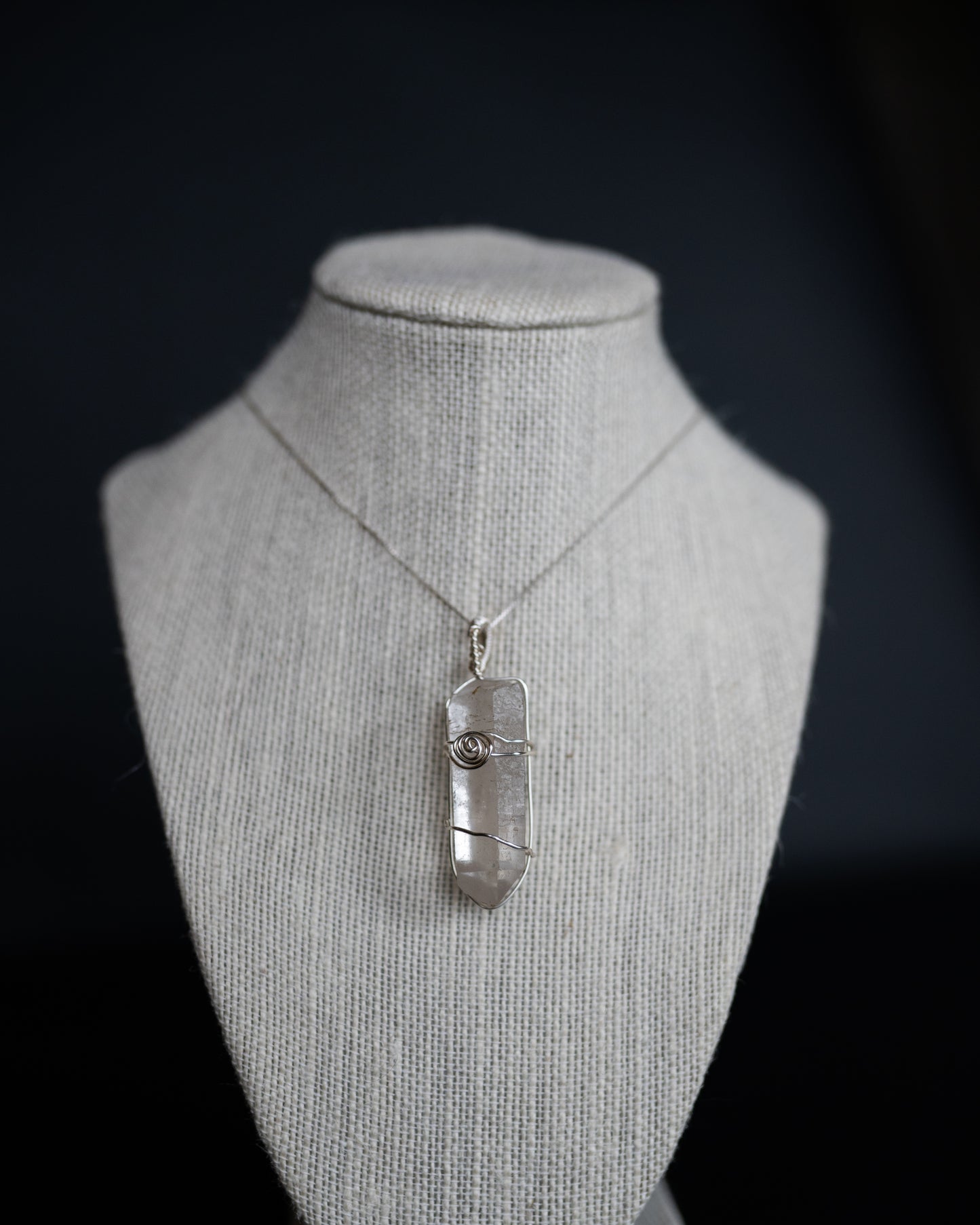 Wire Wrapped Clear Quartz Point Necklace