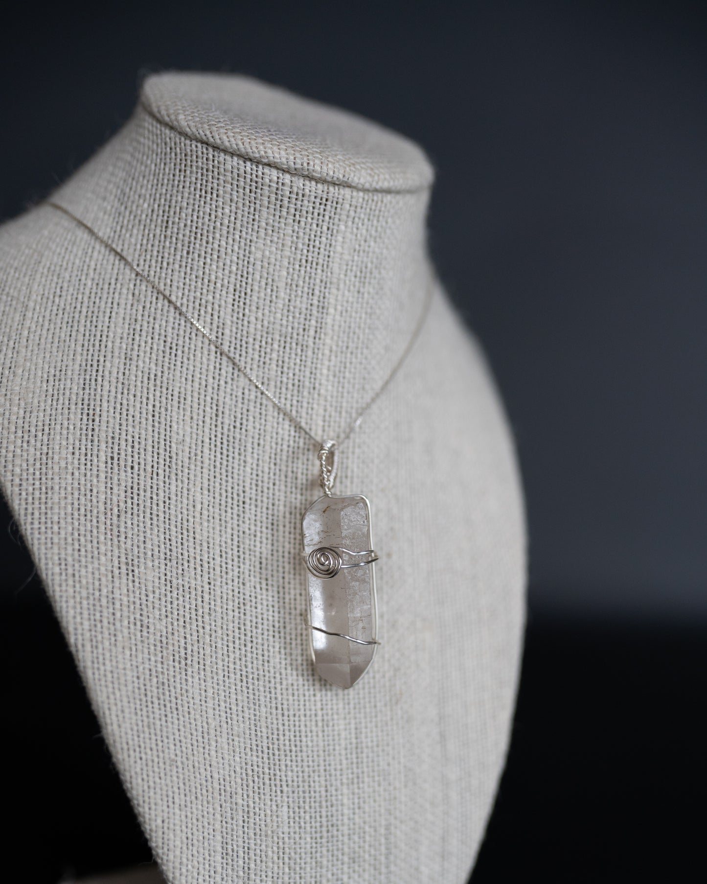 Wire Wrapped Clear Quartz Point Necklace